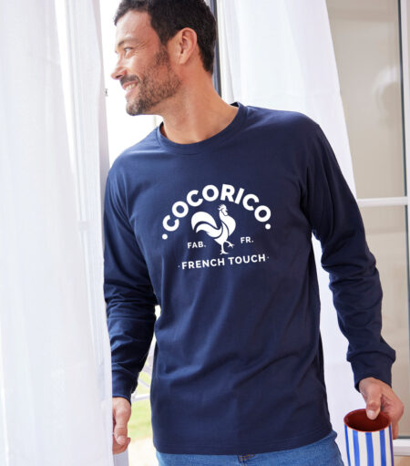 T-shirt Manches Longues Homme Marine - Coq Fran?ais